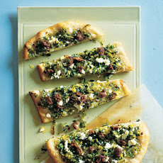 Flatbread Topped with Mint, Feta, and Lamb