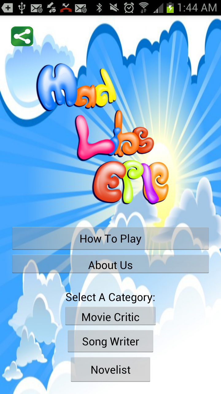 Android application Mad Libs Epic (Paid Version) screenshort