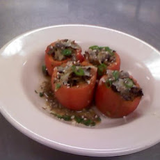 Paella Style Baked & Stuffed Heirloom Tomatoes