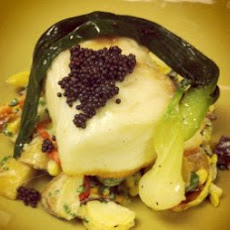 Poached Halibut with Baby Potato Salad Recipe