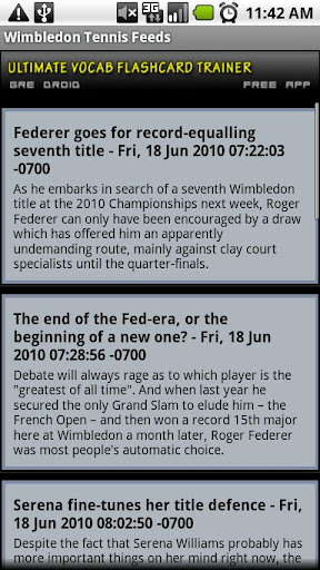 Wimbledon Tennis Feeds RSS