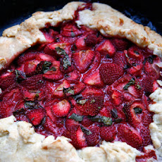 Strawberry Basil Tart with Avocado Ice cream