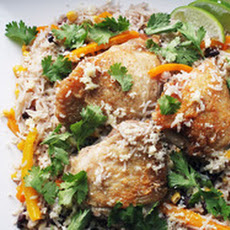 Skillet Chicken and Rice with Peppers and Onions