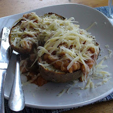 Baked Potatoes and Broad Beans With Pancetta