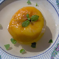 Poached Peaches in Mint Syrup