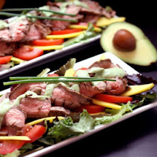 Grilled Steak and Mango Salad with Avocado Buttermilk Ranch Dressing