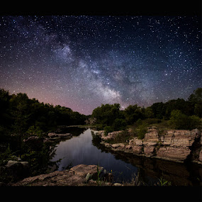 Palisades under the stars by Aaron Groen - Landscapes Nightscapes ( palisades, stars, homegroen photography, split rock creek, south dakota, milky way stars, south dakota state park, milky way )