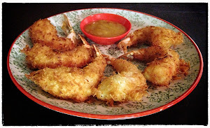 Coconut prawns in beer batter