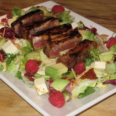 Raspberry-Chili Tuna on Greens