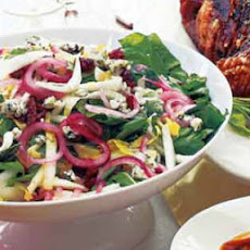 Endive and Arugula Salad with Pickled Onions and Blue Cheese