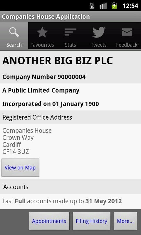 Android application Companies House screenshort
