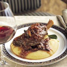 Braised Lamb Shanks on Soft Polenta with Bay Leaves