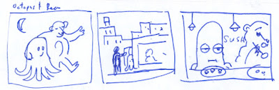 octopus and bear napkin sketch