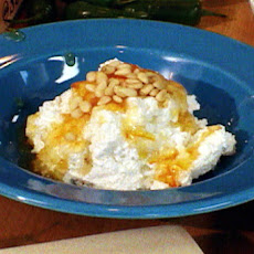 Fresh Buffalo Milk Ricotta with Orange Marmalade , Honey and Toasted Pine Nuts