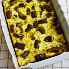 Sausage, Mushrooms, and Feta Baked with Eggs