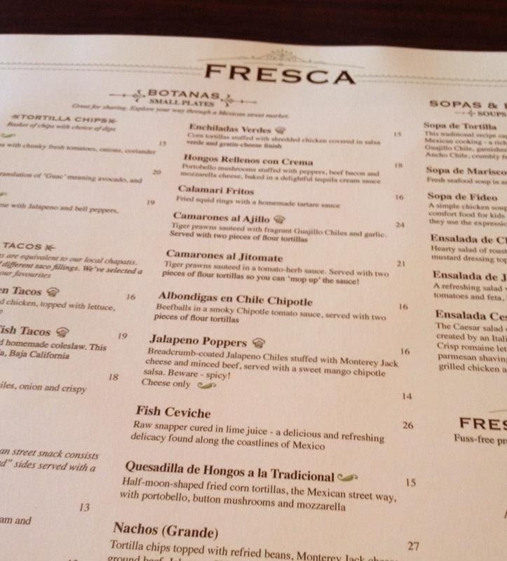 Menu Fresca Mexican Kitchen And Bar Malaysia Food Restaurant