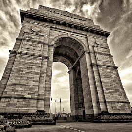 India Gate by Rafael Uy - Buildings & Architecture Statues & Monuments ( black and white, new delhi, india, monument, india gate )