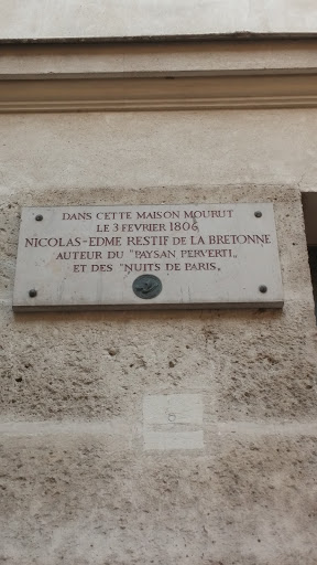 Plaque Nicolas-Edme Restif De La Bretonne
