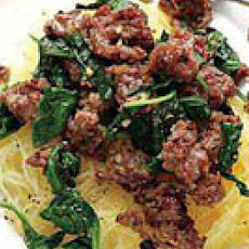 Spaghetti Squash with Sausage and Greens