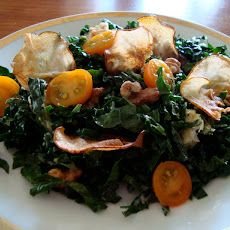 Kale Salad with Fried Pear Chips and Toasted Walnuts