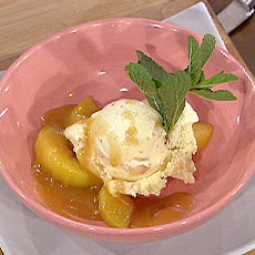Peachy Bourbon Ice Cream with Caramel Sauce