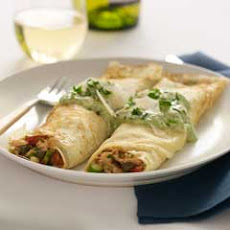 Salmon Crepes With Creamy Sage Pesto