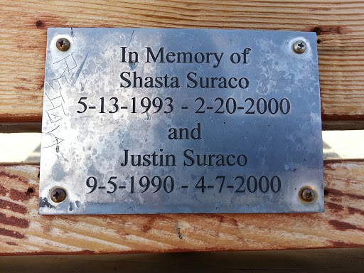 Shasta and Justin Suraco Memorial Bench