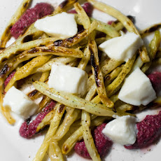 Grilled String Beans with Mozzarella and Olive Pure