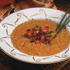 Lentil Soup with Mustard Oil and Tomato-Chive Topping