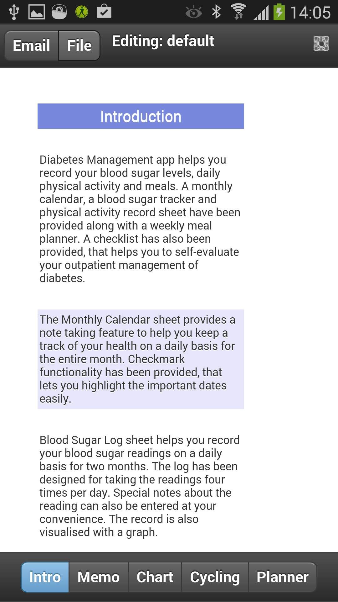 Android application Diabetes Management screenshort