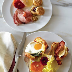 Gruyere Popover Sandwiches with Fried Eggs and Creamed Spinach