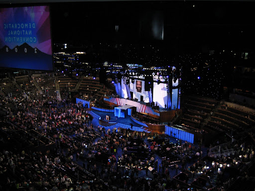 Heres a shot from the highest seat in the house. Note the lack of baloons hanging from the rafters. 