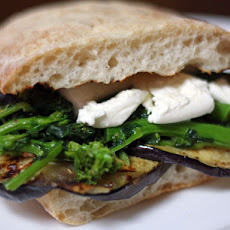 Grilled Eggplant, Broccoli Rabe, and Mozzarella Sandwich