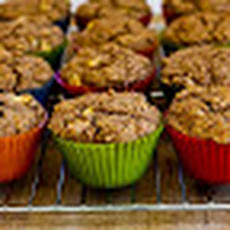 Made-from-Scratch Low-Sugar and Whole Wheat Bran Muffins with Apple and Walnuts