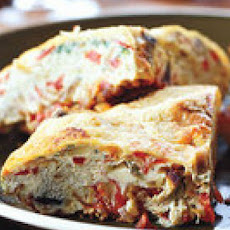 Caponata Frittata with Grilled Panettone