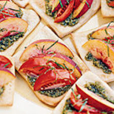 Mini Peach and Pesto Pizzas