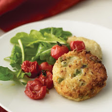 Risotto Cakes with Roasted Tomatoes and Arugula
