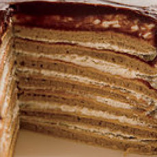 Chocolate-Covered 7-Layer Gingersnap Pan Cake with Espresso Cream