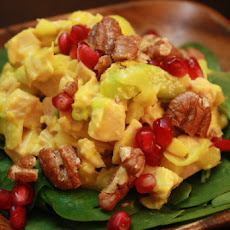 Spicy and Sweet Chicken Apple Salad with Pomegranates and Pecans