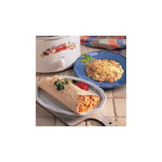 Slow Cooker Nacho Chicken and Rice Wraps