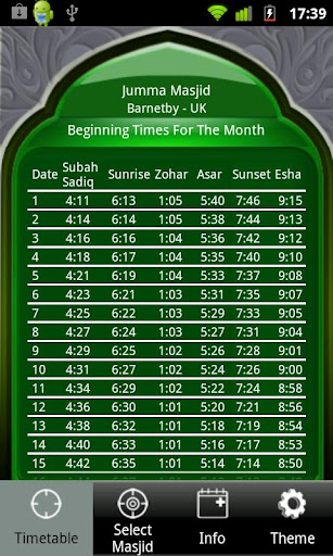 Masjid Timetable