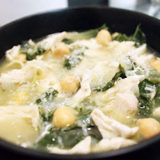Shredded Chicken, Chard and Chickpea Soup