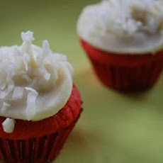 Red Velvet Cupcakes with Coconut and Cream Cheese Frosting