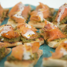 Smoked Salmon Canape with Green Olive Grapefruit Tapenade