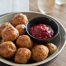 Herbed Turkey Meatballs with a Cranberry Barbecue Sauce