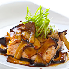Teriyaki Mushroom Sauce with Grilled Salmon