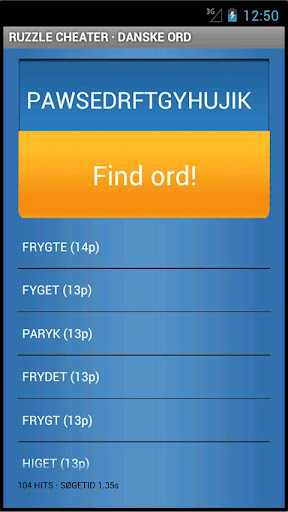 Ruzzle Cheater - Danske Ord