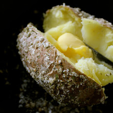 Homemade celery-salt crusted baked potato