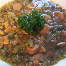 Linsensuppe (German Lentil Soup With Frankfurter Slices)