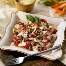 Bowties with Italian Sausage in a Cream Basil Sauce